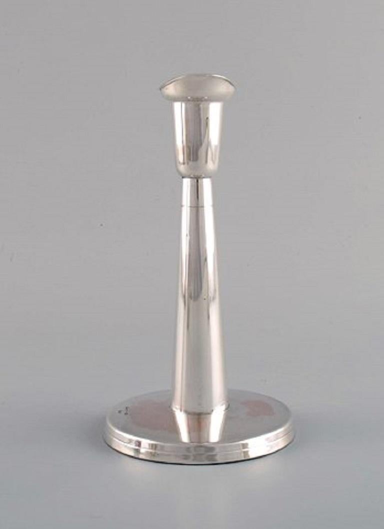 Tore Eldh, Swedish Silversmith, a Pair of Modernist Candlesticks in Silver 1