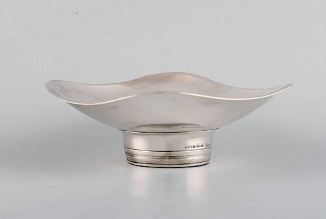 Mid-20th Century Tore Eldh, Swedish Silversmith, Modernist Silver Bowl on Foot, Dated 1965 For Sale