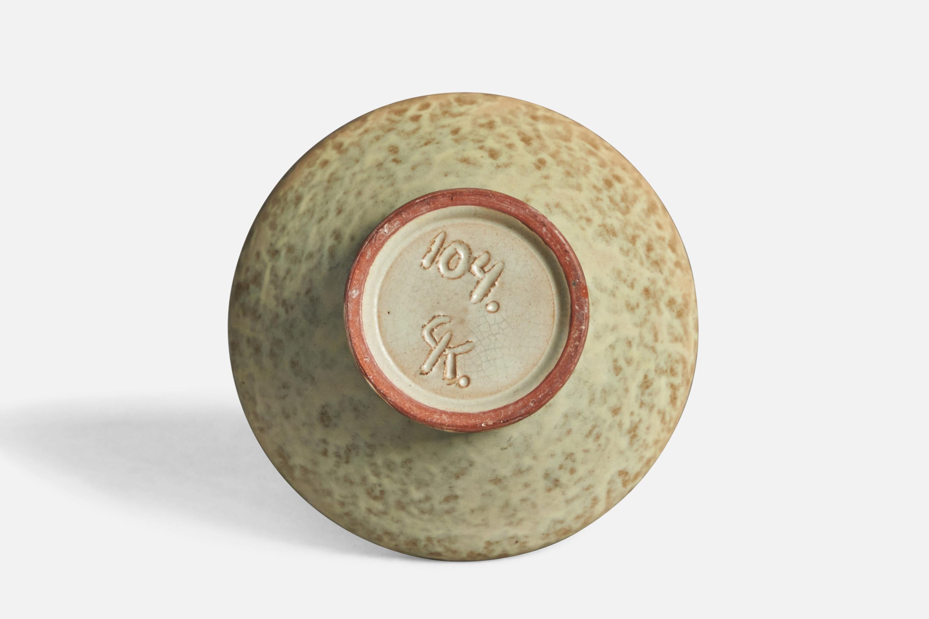 Töreboda Keramik, Vase, Steingut, Schweden, 1930er Jahre (Mitte des 20. Jahrhunderts) im Angebot