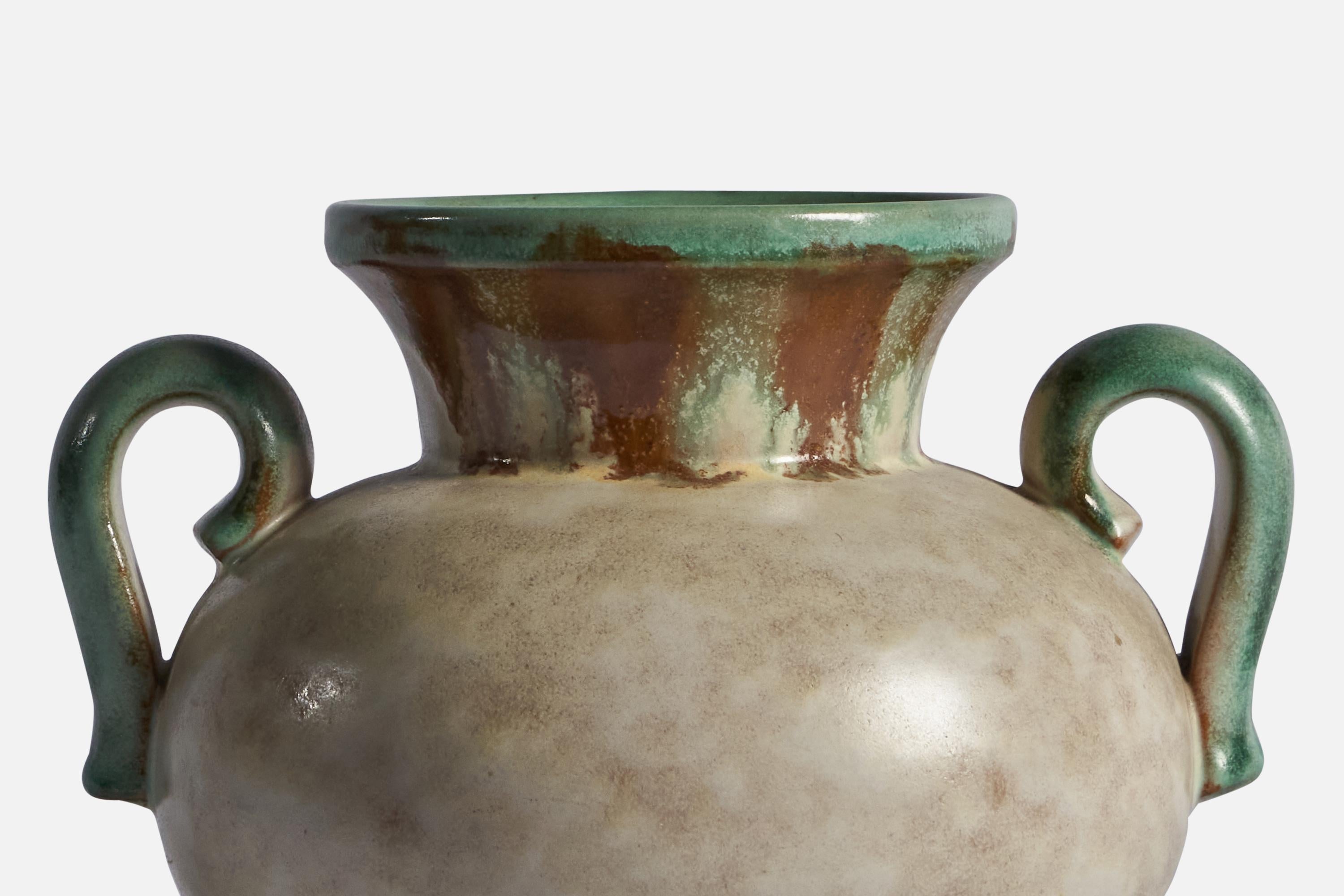 Swedish Töreboda Keramik, Vase, Earthenware, Sweden, 1940s For Sale