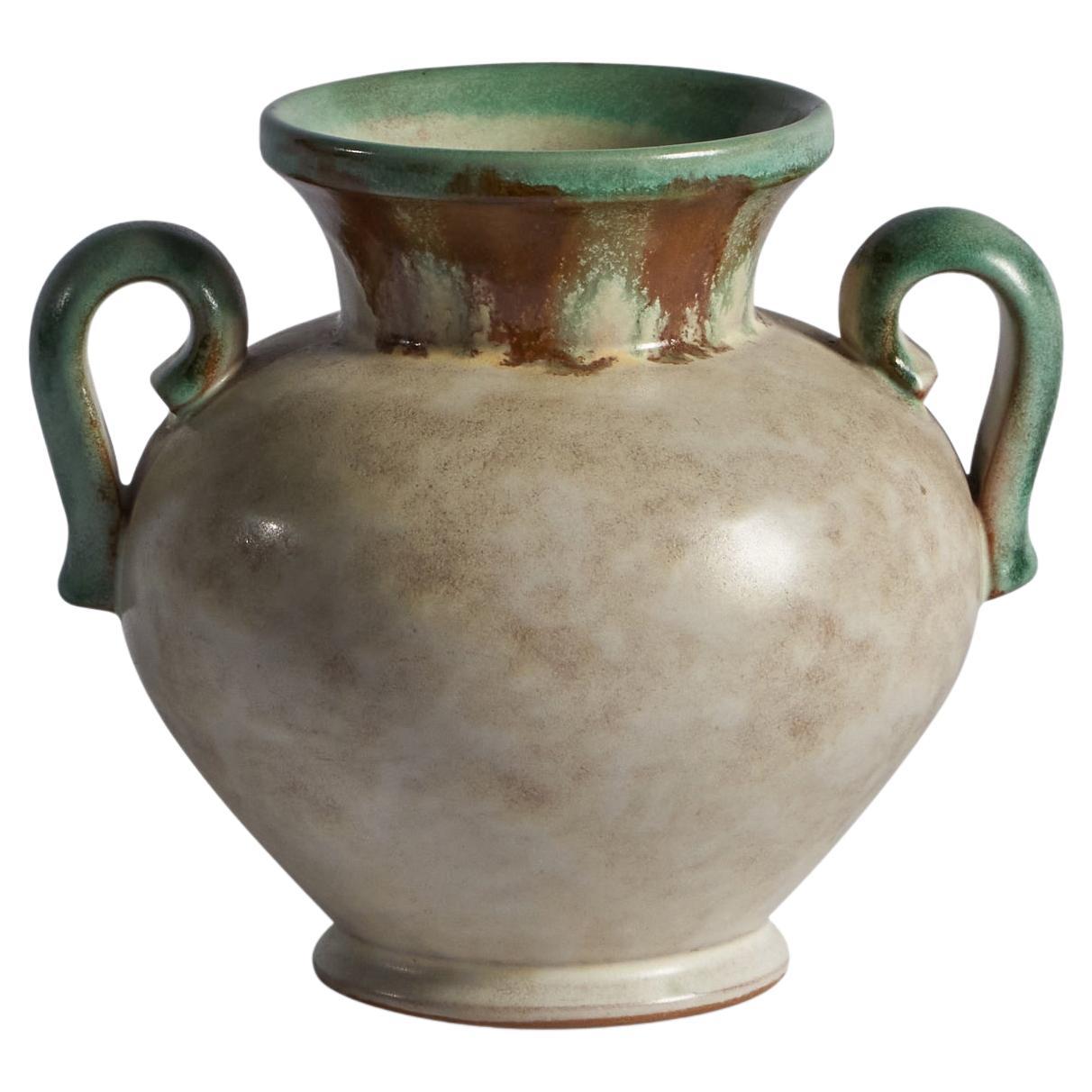 Töreboda Keramik, Vase, Earthenware, Sweden, 1940s For Sale