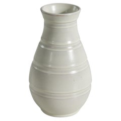 Vintage Töreboda Keramik, Vase, White-Glazed Earthenware, Sweden, 1940s