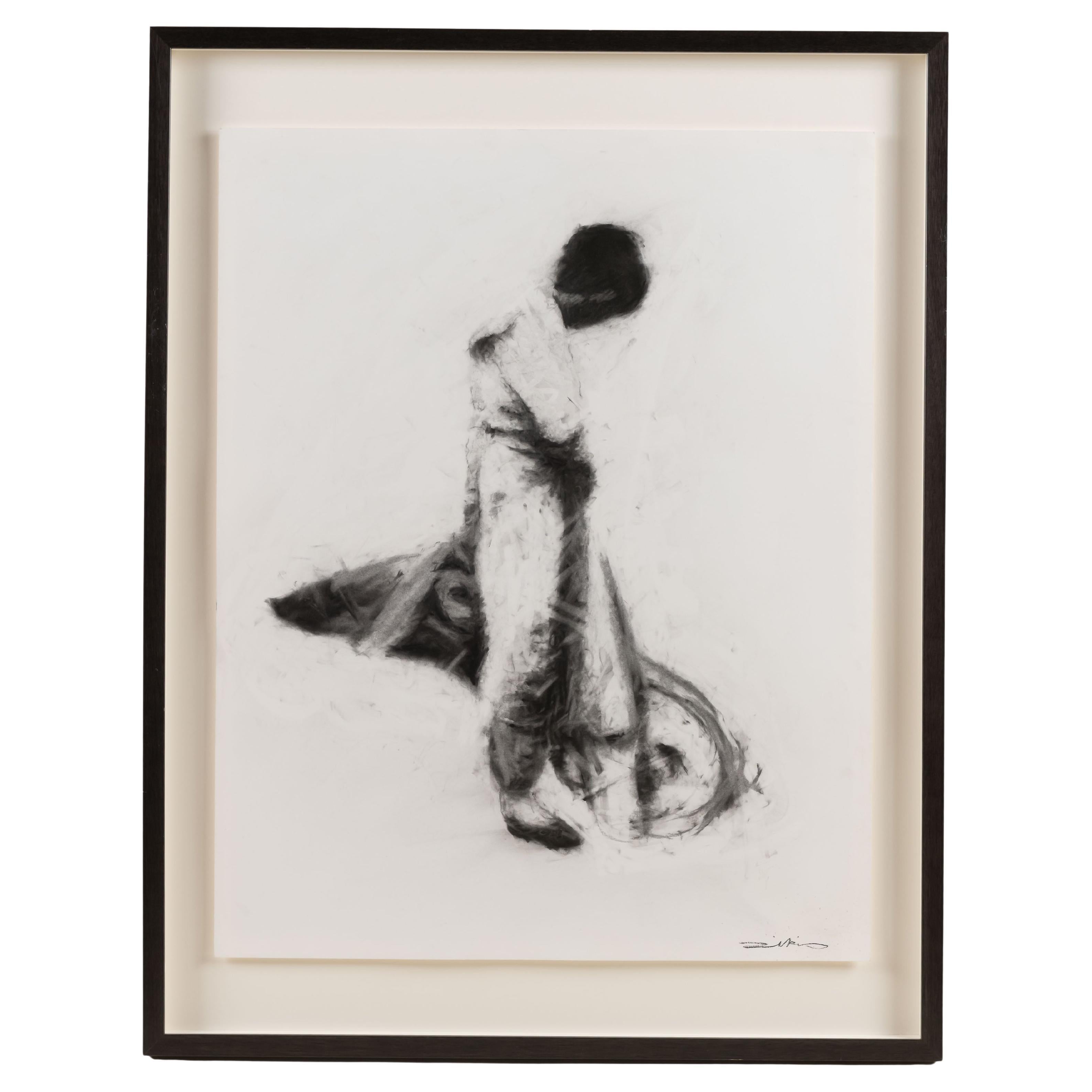 Torero #1, dessin encadré au fusain sur papier, Jeff Dikio, États-Unis, 2007