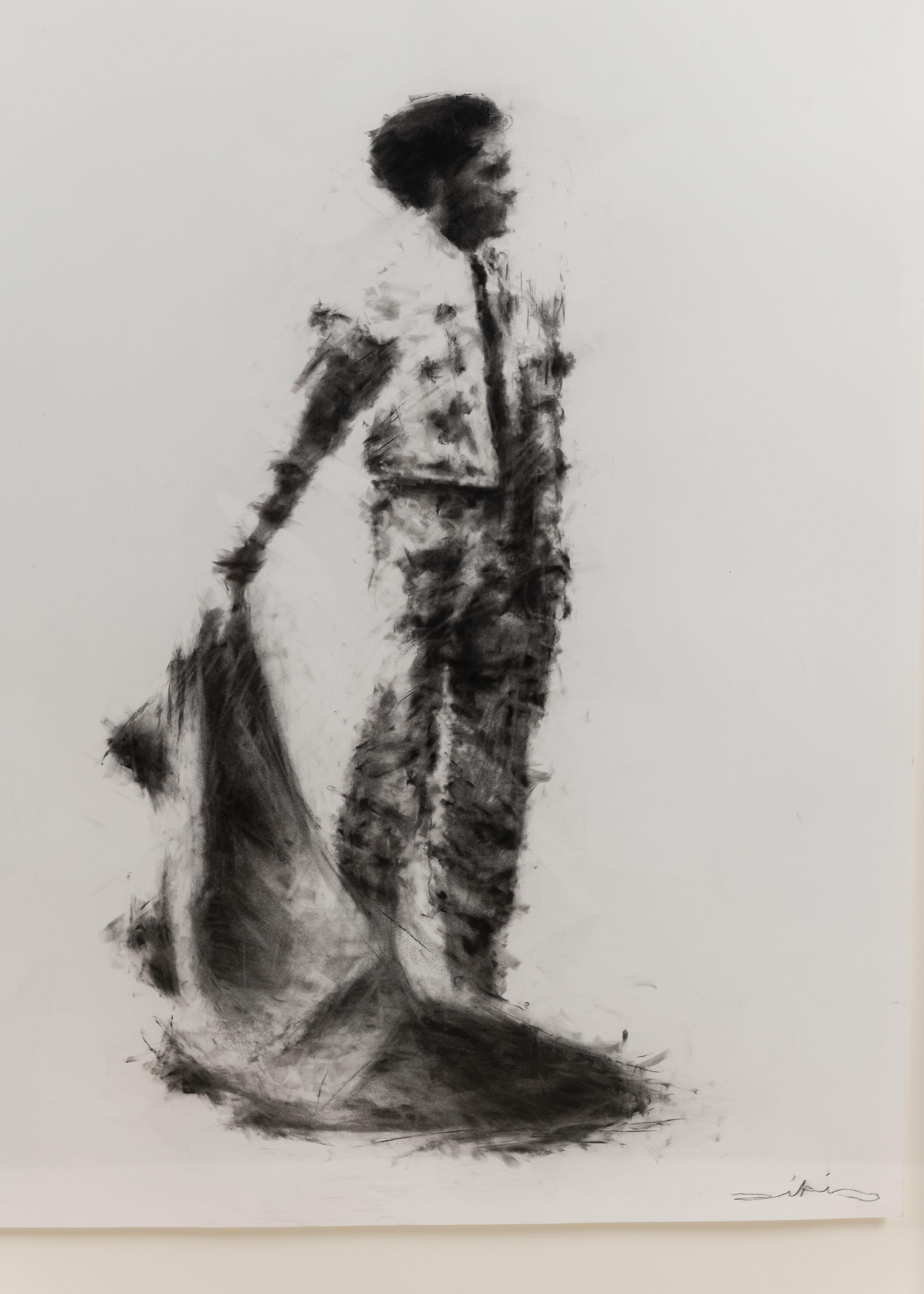 Torero #3, gerahmte Zeichnung mit Kohle auf Papier, Jeff Dikio, Vereinigte Staaten, 2005 (amerikanisch) im Angebot
