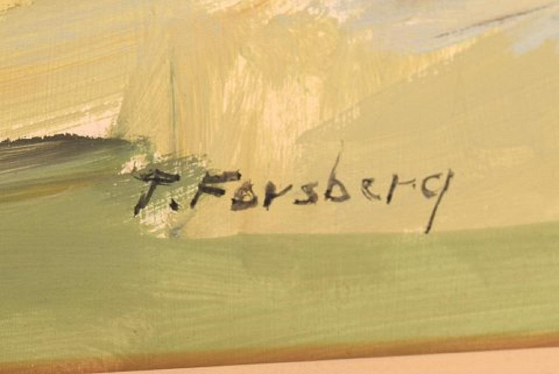 Mid-20th Century Torgny Forsberg, Swedish Painter, Oil on Board, Modernist Landscape For Sale