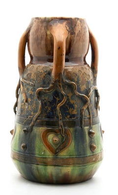Torhout Ceramic Vase Beautiful Glaze in Shades of Brown and Green, circa 1910