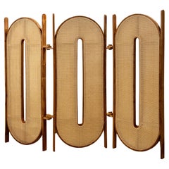 Tori Folding Screen — One-off Studio Prototype in Wood and Cane