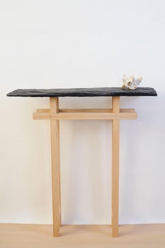 Tori II Console in Solid Oak Wood and Stone by Jean-Baptiste Van Den Heede