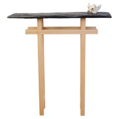 Tori II Console in Solid Oak Wood and Stone by Jean-Baptiste Van Den Heede