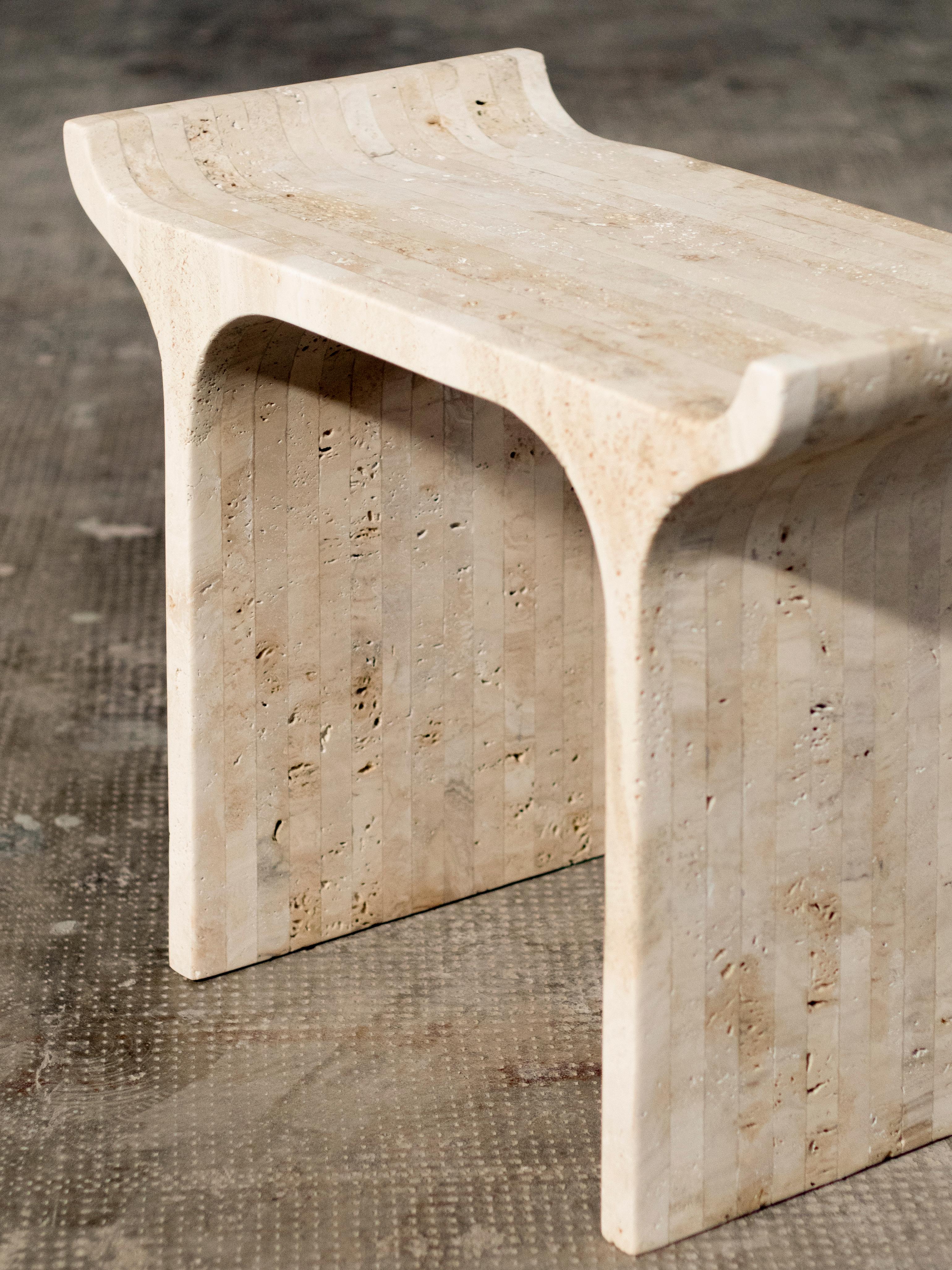 Modern Tori Stool Travertine by Ries For Sale