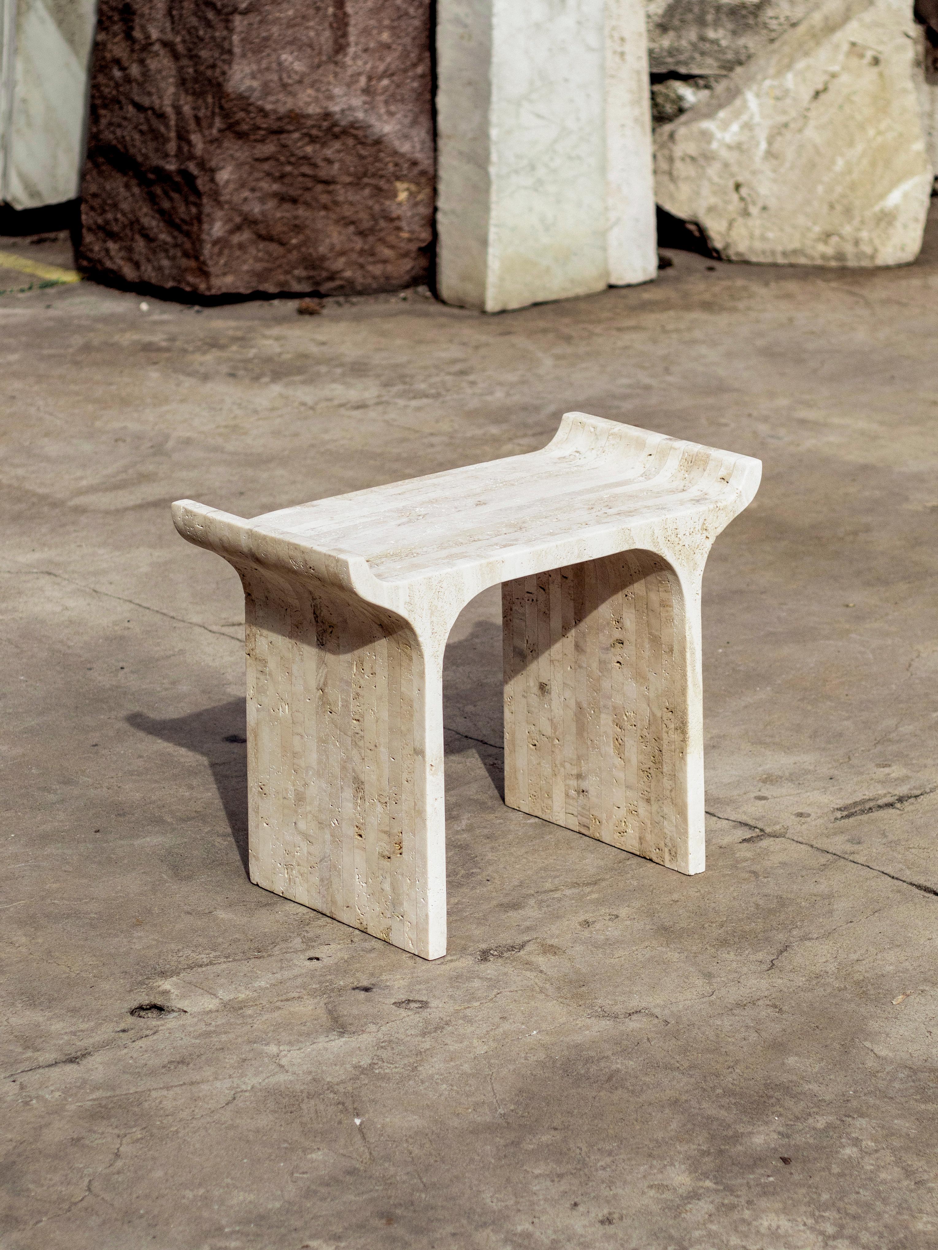 Other Tori Stool Travertine by Ries For Sale