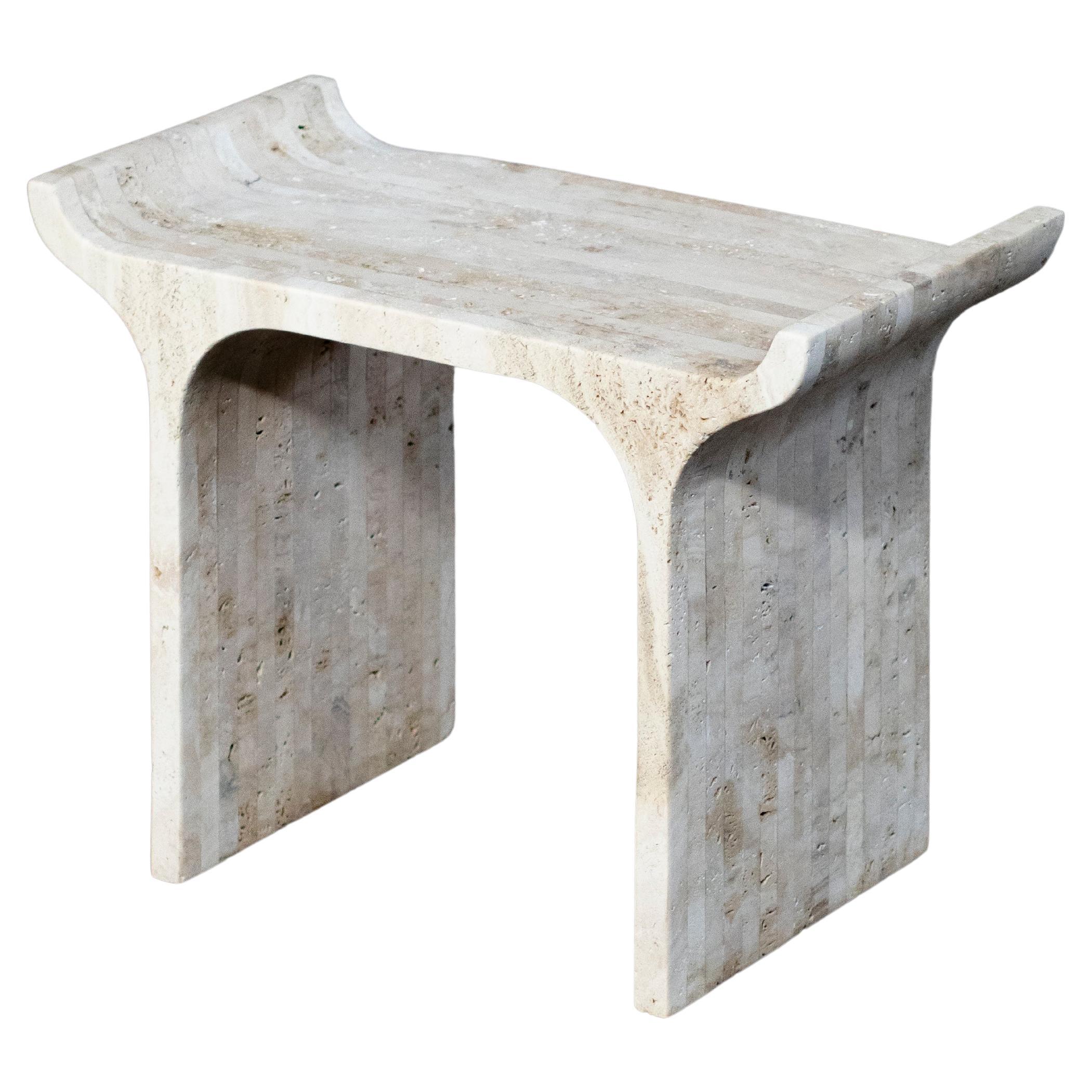 Tori Stool Travertine by Ries For Sale