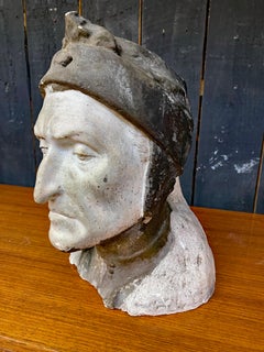 Originaler Gipskopf, der EL DANTE darstellt, um 1900