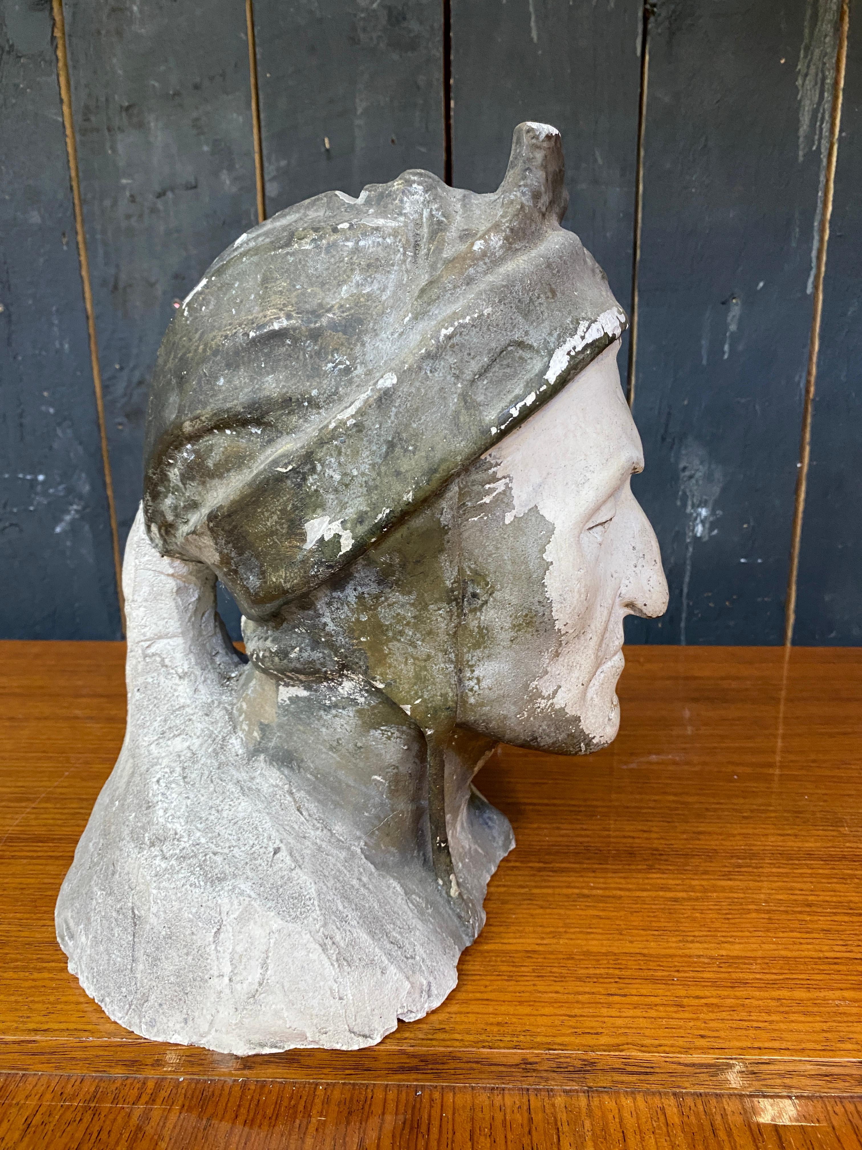toriginal plaster head representing EL DANTE, circa 1900 In Good Condition For Sale In Saint-Ouen, FR