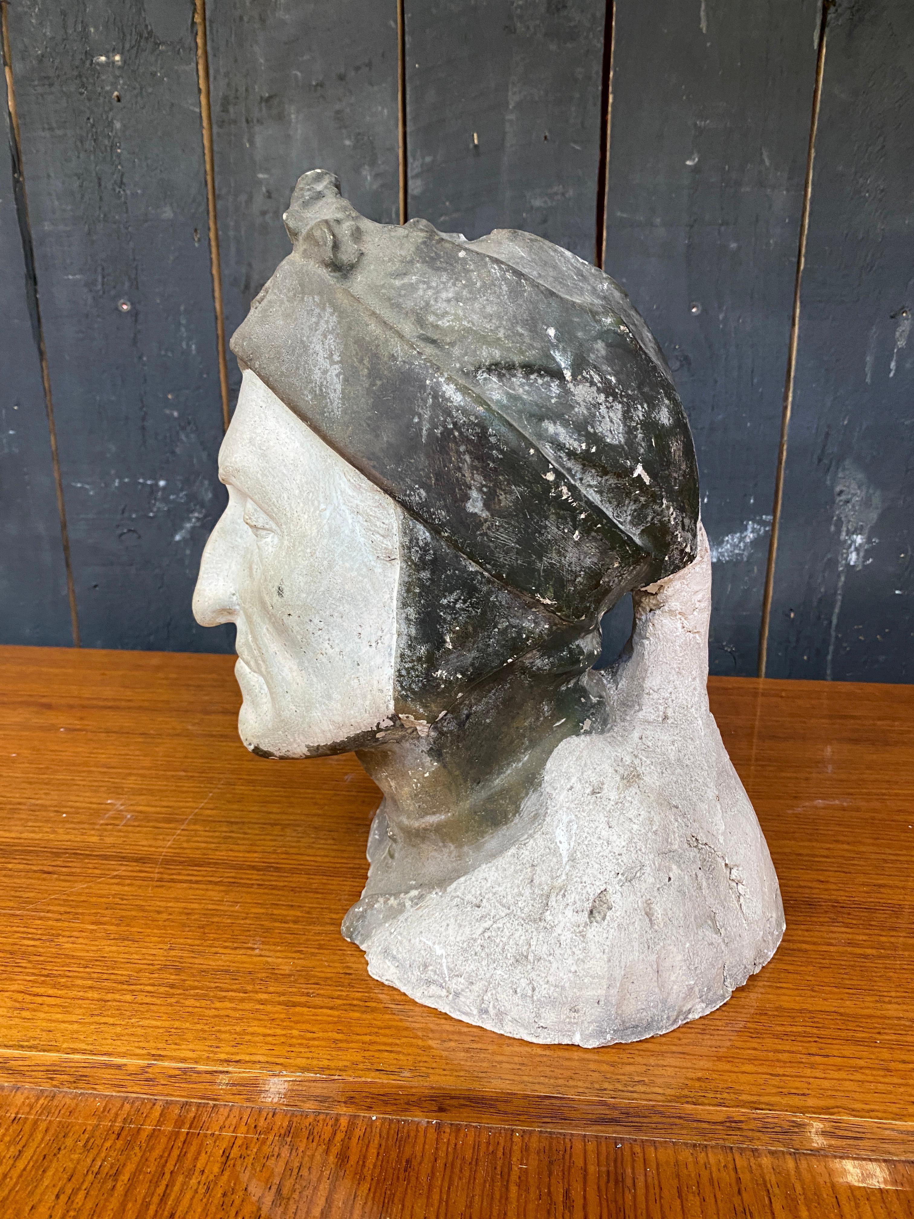 Plaster toriginal plaster head representing EL DANTE, circa 1900 For Sale