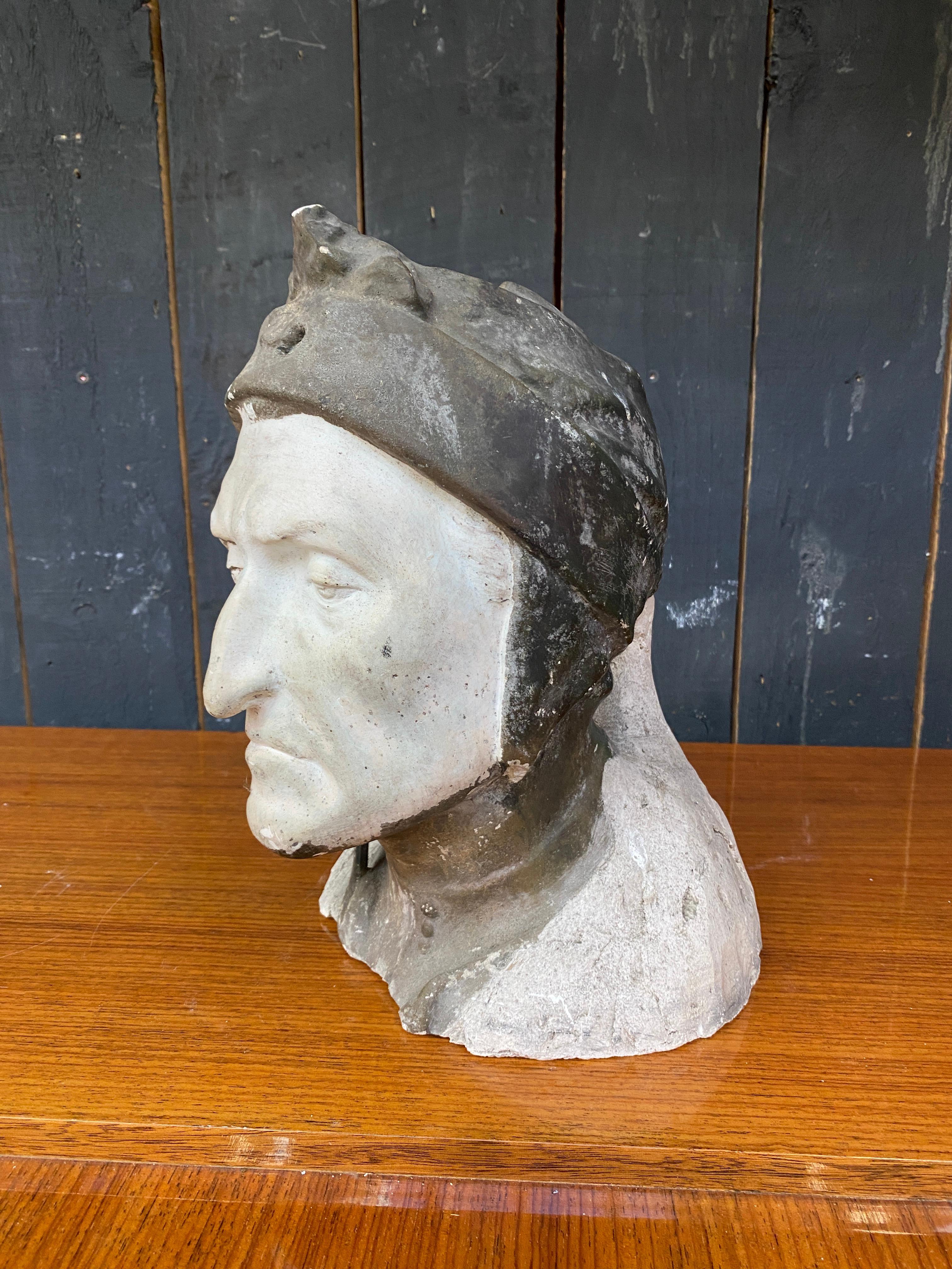 toriginal plaster head representing EL DANTE, circa 1900 For Sale 2