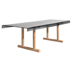Torii 33 Rectangular table, teak base, glass top – design Studio Adolini