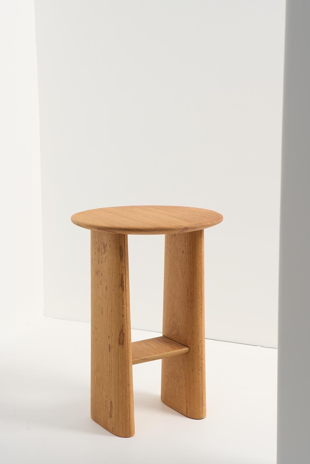 Minimalist Torii Collection, Tall Circular Wooden Side Table For Sale
