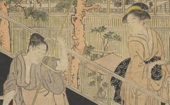 Kiyonaga Torii, Beauty, Kimono, Ukiyo-e, Original Japanese Woodblock Print, Edo