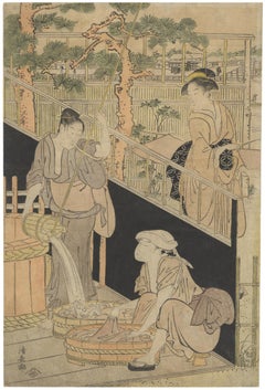 Kiyonaga Torii, Beauty, Kimono, Ukiyo-e, Original Japanese Woodblock Print, Edo