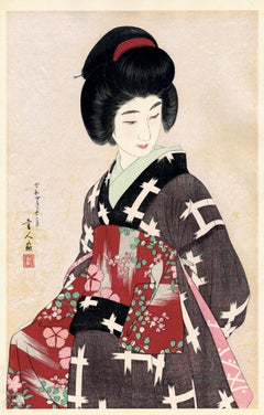 Antique Beauty Tying her Sash (Obi)