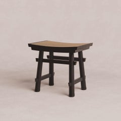 Torii Oak and Rattan Stool by Luis Gimeno