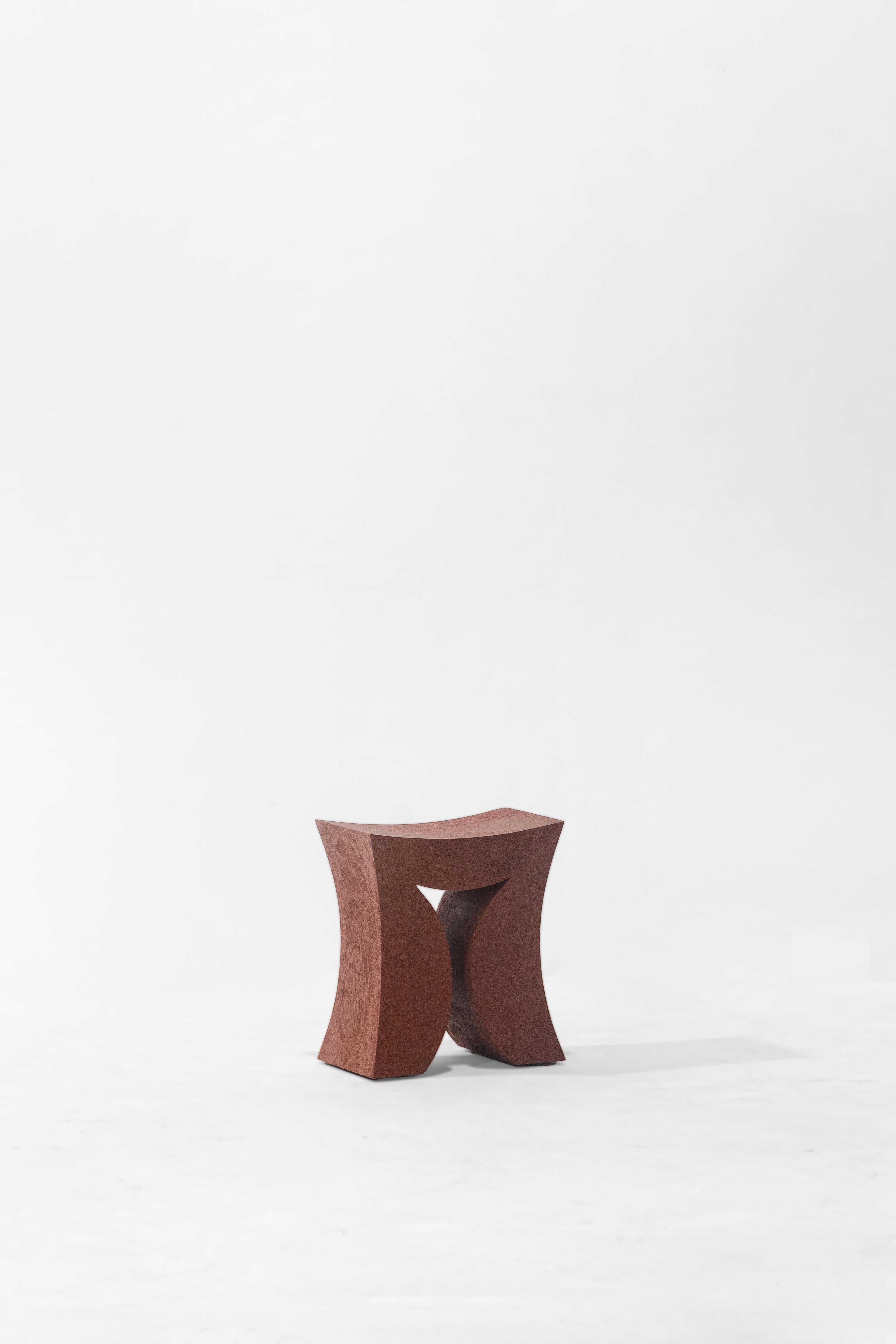 Torii, Rough Soli Red Monkey Pod Wood Stool In New Condition For Sale In Chiangmai, TH