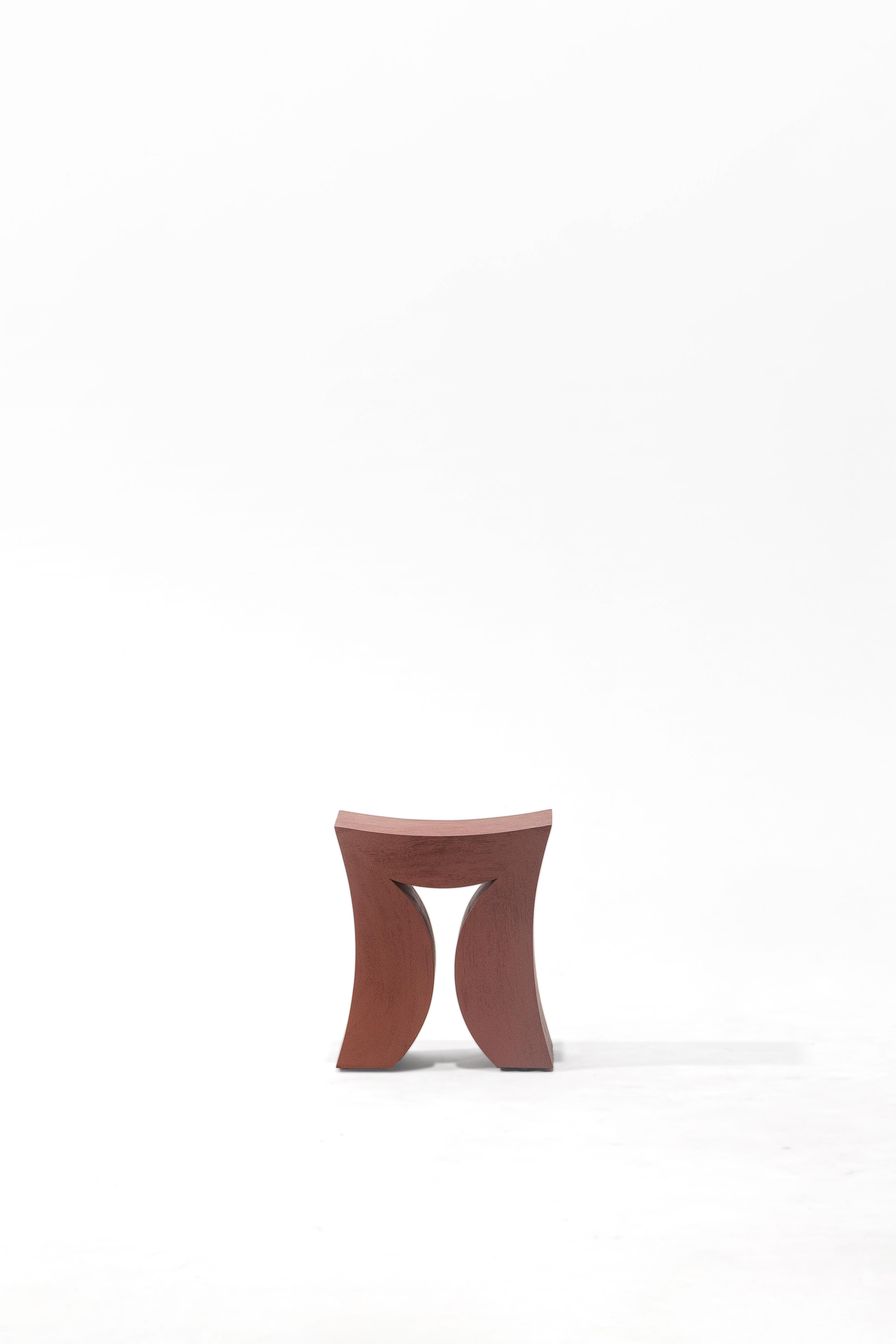 Torii, Rough Soli Red Monkey Pod Wood Stool For Sale 2
