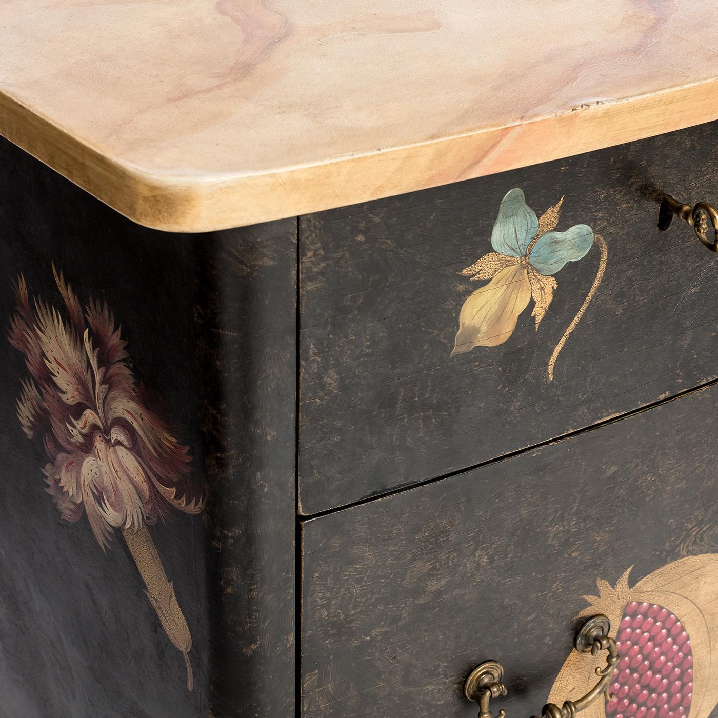 With colors and decorations applied according to the customer's requests, this custom made Torino Chest is entirely hand crafted in order to perfectly coordinate with any decor in the home. Using elegant Venetian style techniques, this made to