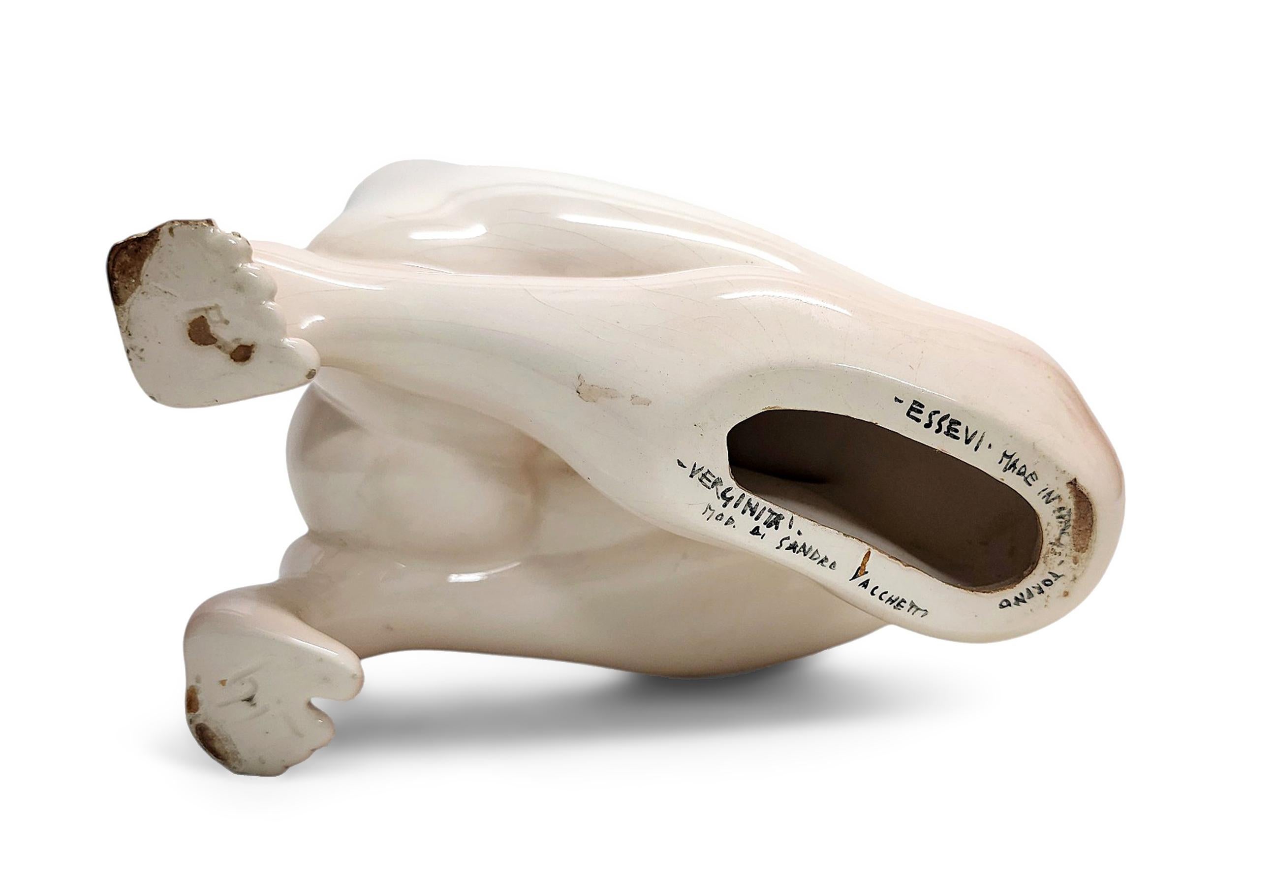 Figurilla de cerámica esmaltada 'Verginità' de Sandro Vaccetti para Essevi, Italia en venta 2