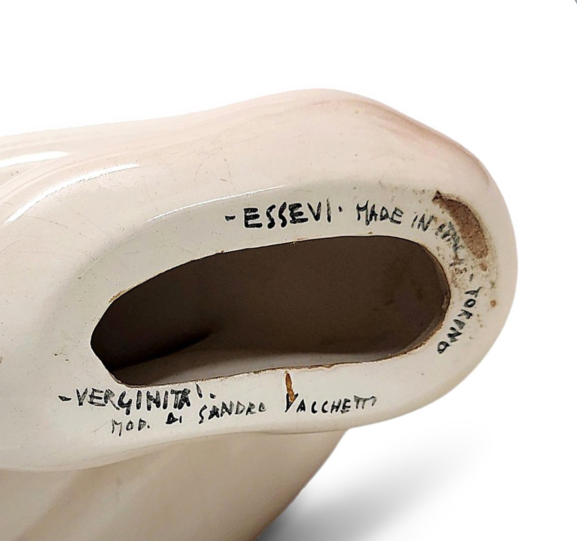 Figurilla de cerámica esmaltada 'Verginità' de Sandro Vaccetti para Essevi, Italia en venta 3