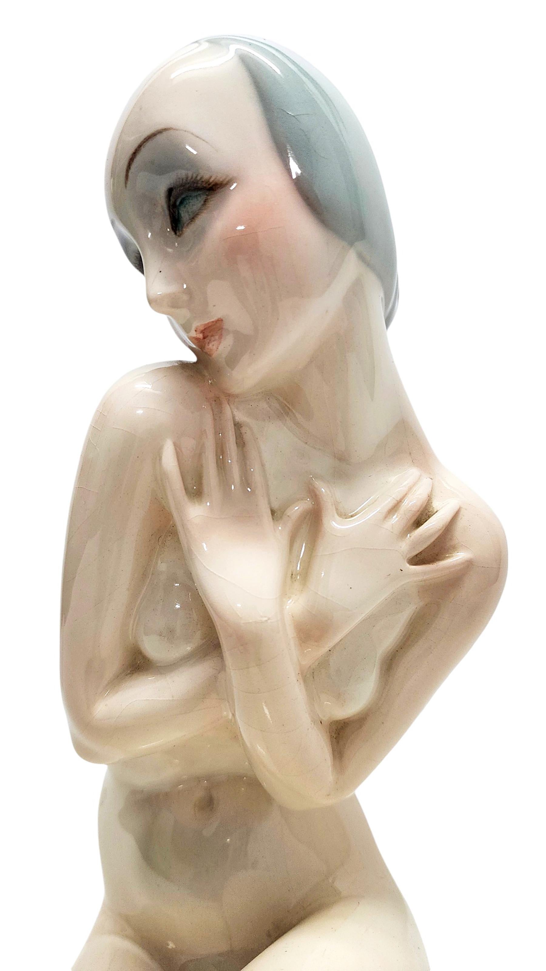 Figurilla de cerámica esmaltada 'Verginità' de Sandro Vaccetti para Essevi, Italia mediados del siglo XX en venta