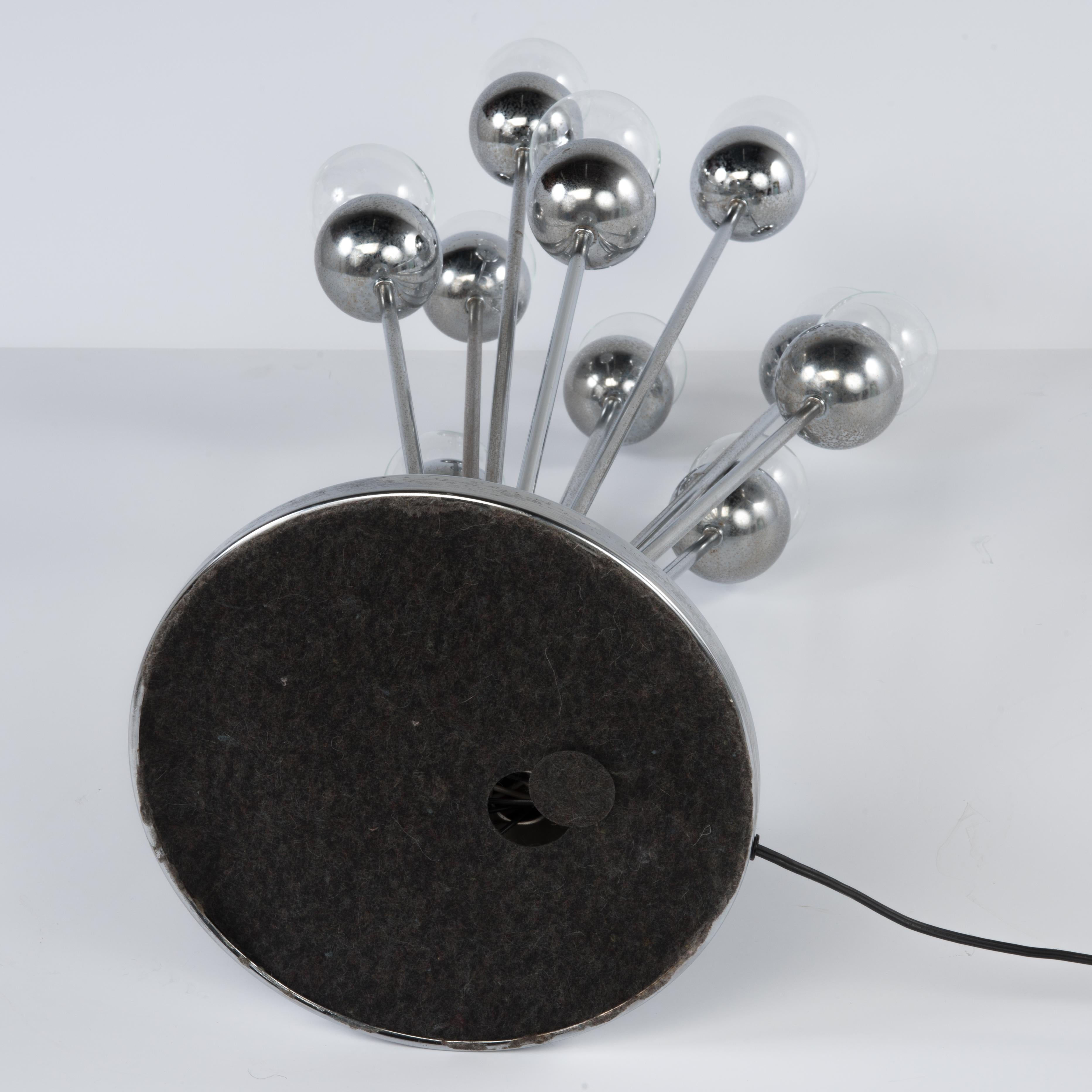 Torino Italy Lamp Chrome Eyeball Table Lamp Sputnik Midcentury Space Age 6