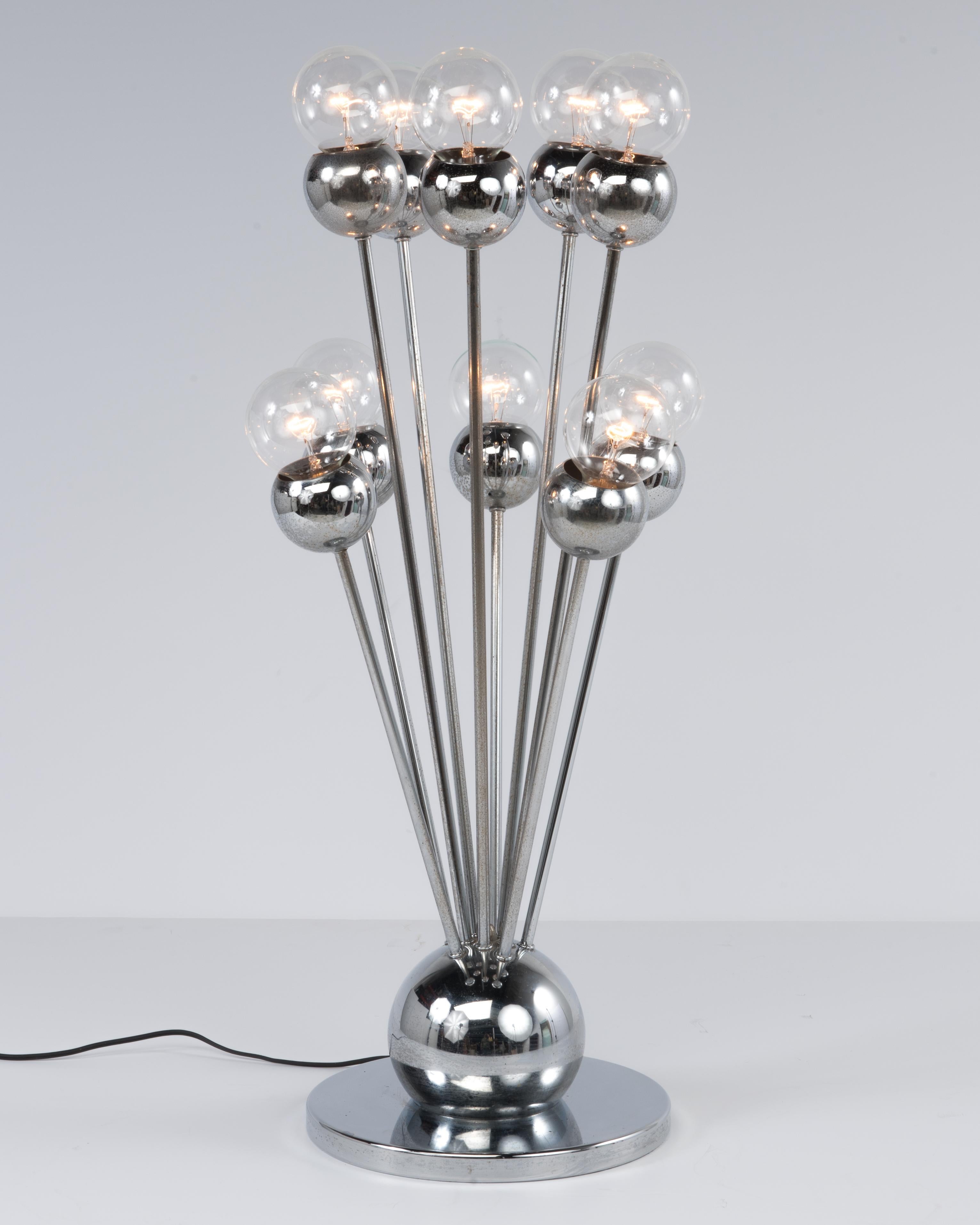 Italian Torino Italy Lamp Chrome Eyeball Table Lamp Sputnik Midcentury Space Age