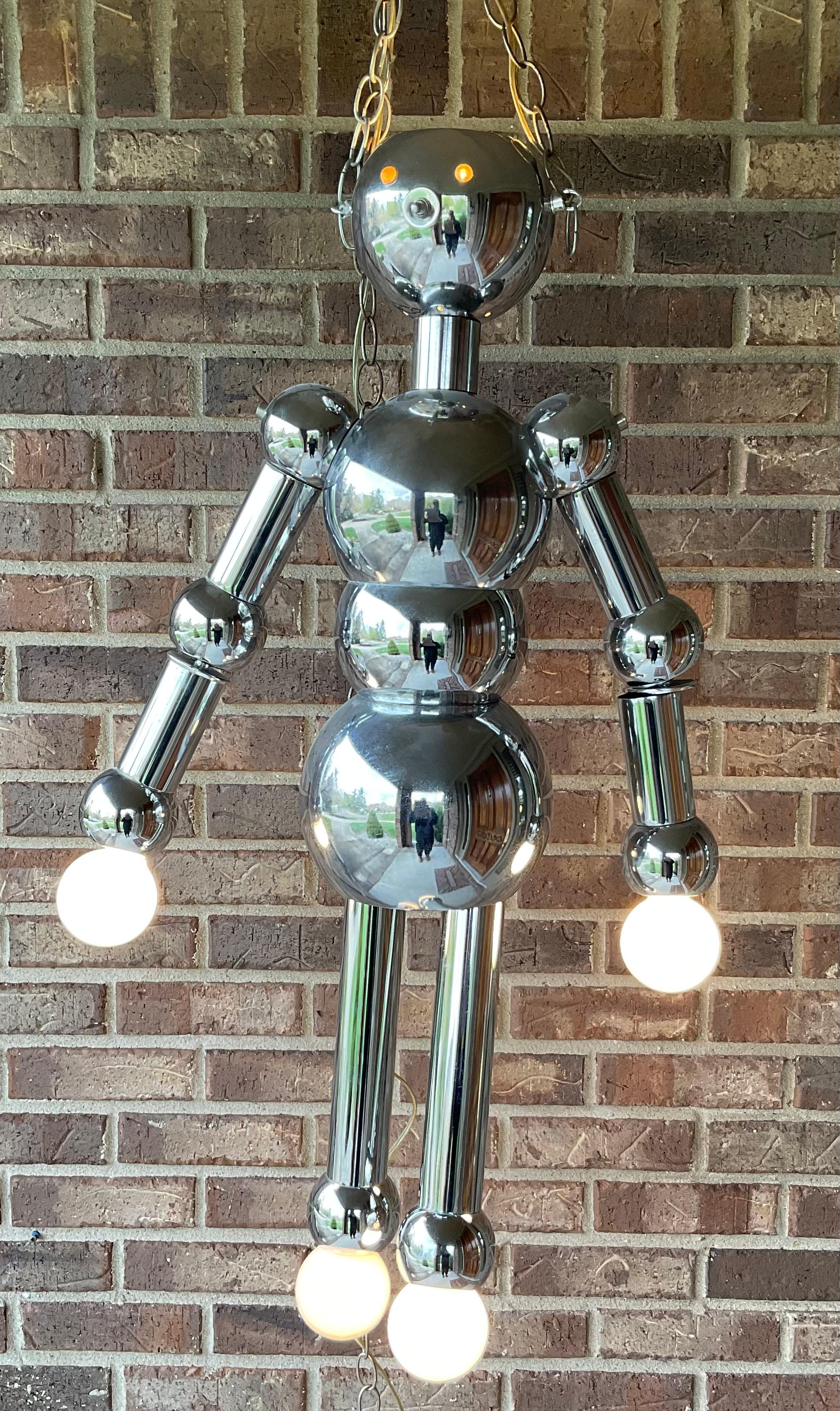 Torino Lamp Company Original Chrome Robot Hanging Lamp or Corner Fixture Retro  For Sale 3
