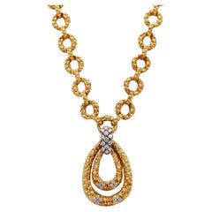 Retro Torino Mid Century Convertible Necklace Sautoir 18Kt Gold With 2.15 Ctw Diamonds