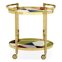 Torino Pieced Glass and Brass Bar Cart