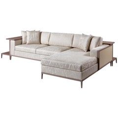 Torino Sofa, Large Sofa with Attached Back Shelf and Side Table