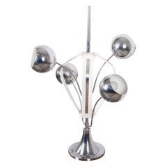 Torino Style Mid-Century Modern Chrome and Bentwood Sputnik Table Lamp
