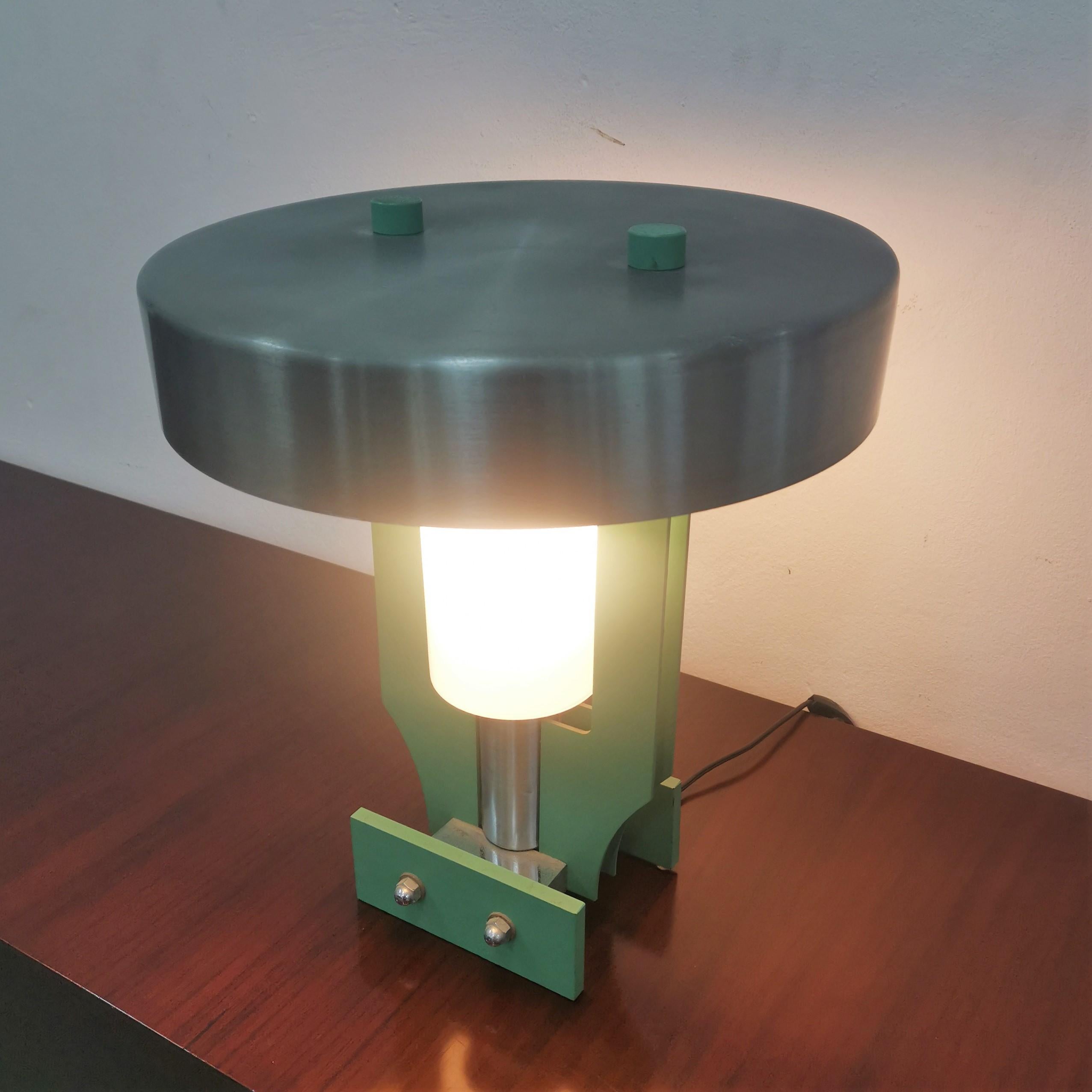 Torlasco Design Metal, Aluminum and Glass Table Lamp, Italy, 1960s 7