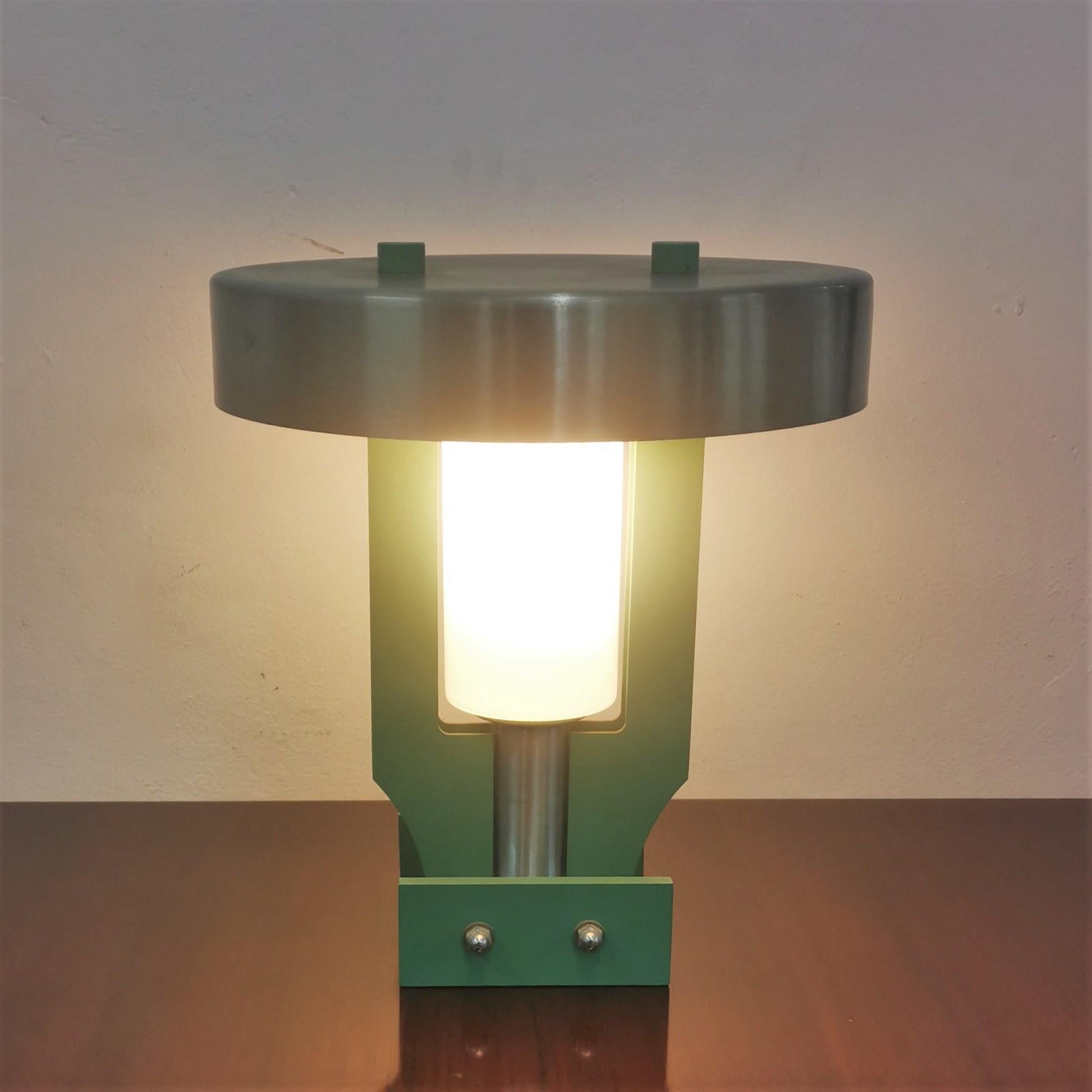 Torlasco Design Metal, Aluminum and Glass Table Lamp, Italy, 1960s 11
