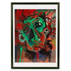 Peinture à l'huile "Esprit tourmenté" Portrait abstrait contemporain belge