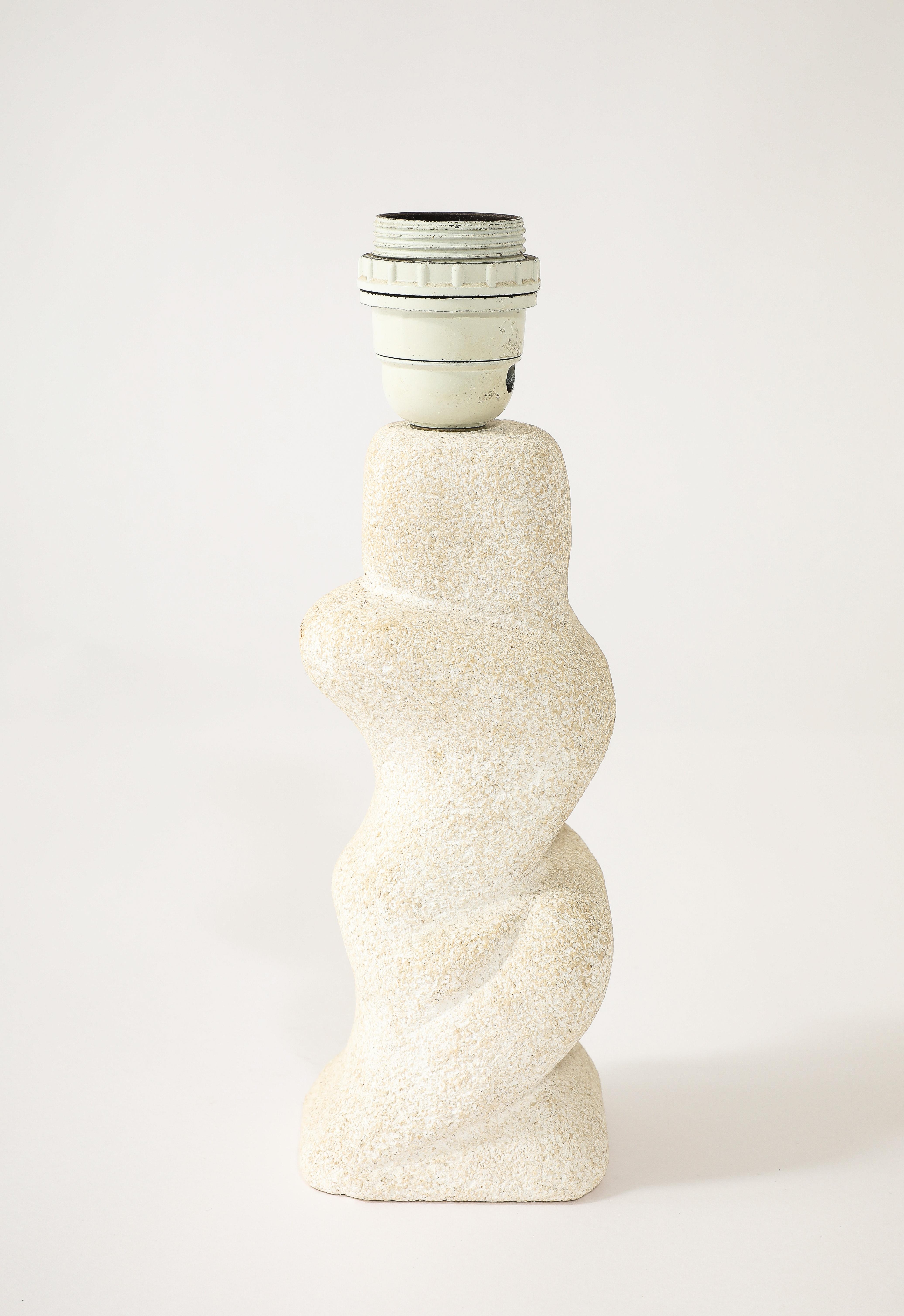 Tormos Abstract Stone & Wicker Lamp, France 1950's For Sale 4