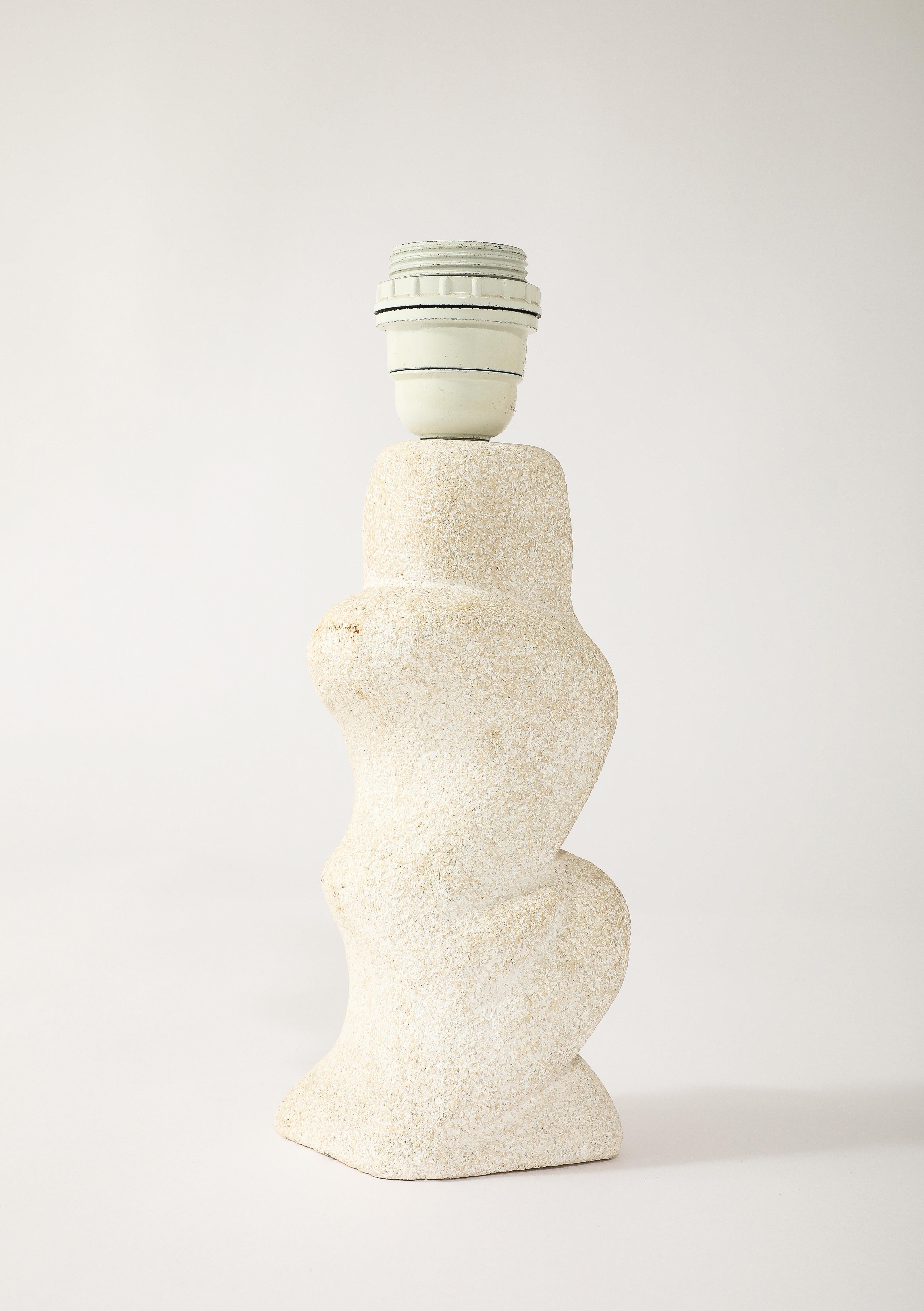 Petite stone carved lamp by Tormos with original wicker shade.


14x10. Base only 6x3.5x3.