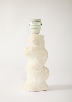 Tormos Abstract Stone & Wicker Lamp, France 1950's