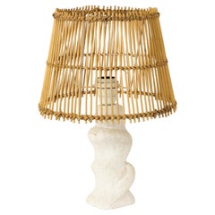 Tormos Abstract Stone & Wicker Lamp, France 1950's