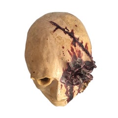 Escultura de cabeza humana desgarrada de estilo brutalista firmada E.D. 71