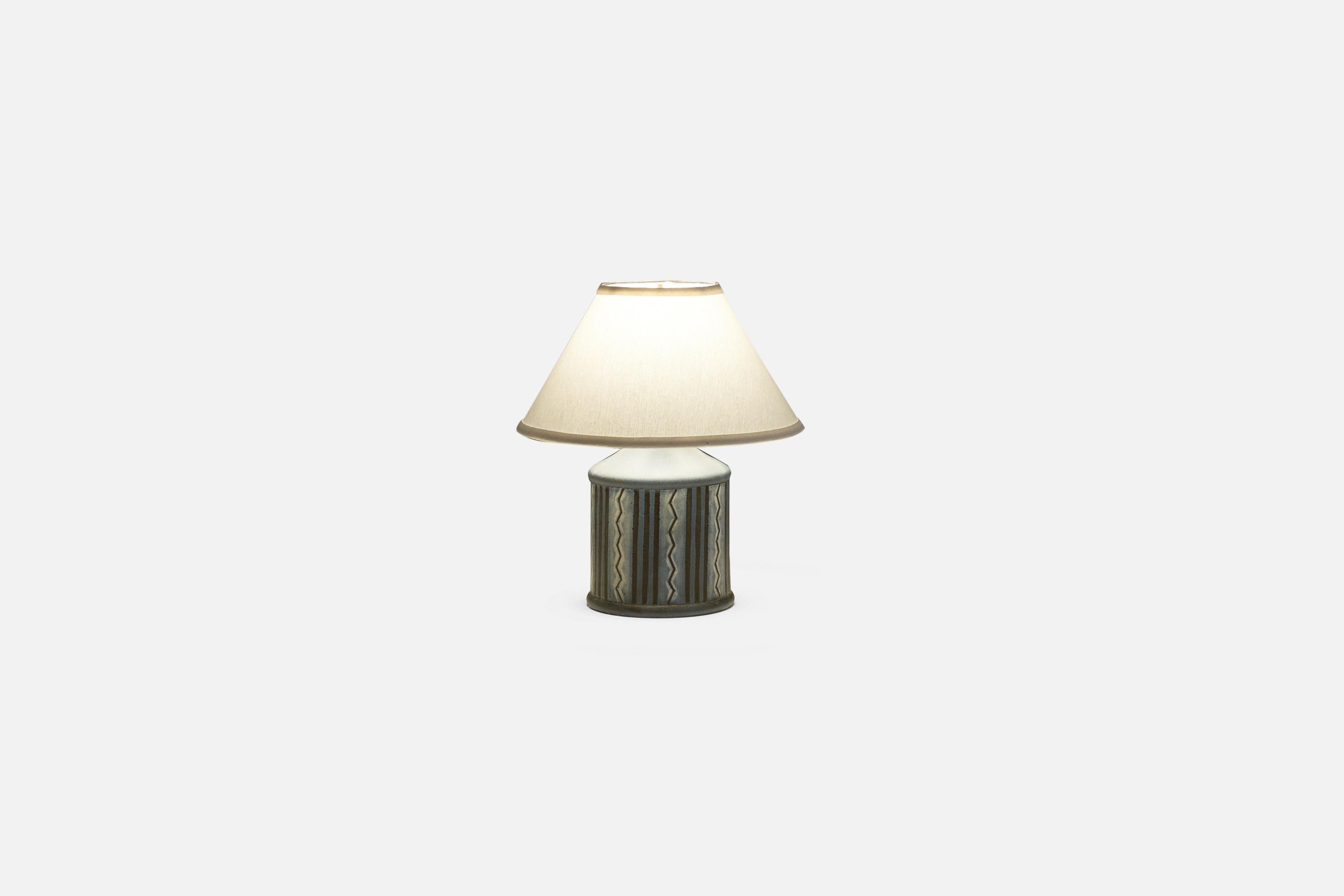 Suédois Törngrens Krukmakeri, lampe de table, grès peint, Suède, années 1960 en vente