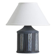Törngrens Krukmakeri, Table Lamp, Painted Stoneware, Sweden, 1960s