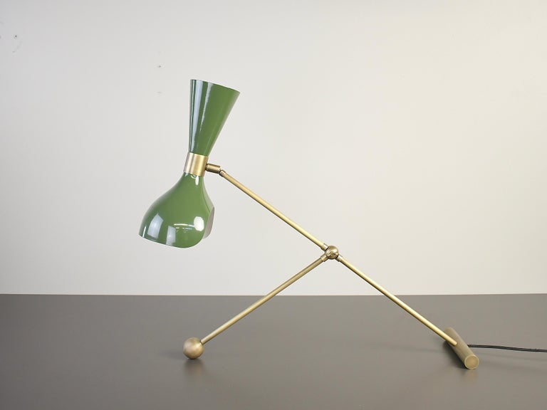 Contemporary Torno Desk Lamp or Table Lamp in Olivine Enamel & Brass by Blueprint Lighting For Sale